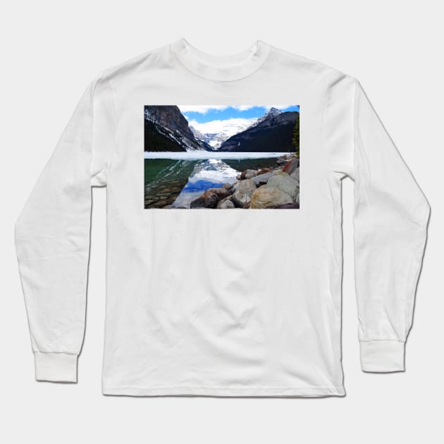 Lake Louise Victoria Glacier Alberta Canadian Rockies Canada Long Sleeve T-Shirt by AndyEvansPhotos